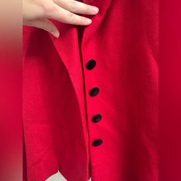 Women's Pendleton Petite Red Wool Collar Blazer with Black Accents - Picture 2 of 6